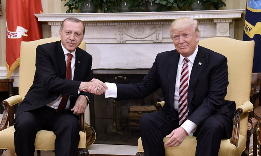 US President Donald Trump meets with President Recep Tayyip Erdogan of Turkey